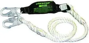 HONEYWELL MILLER 901RLS-8-Z7/6FTWH SofStop(TM) Positioning Lanyard, 6 ft.