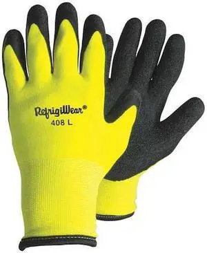 REFRIGIWEAR 0408RHVLLAR Hi-Vis Cold Protection Gloves, Nylon Palm, Terry
