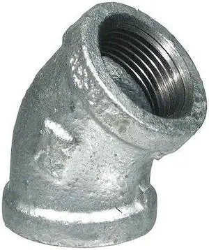 ZORO SELECT 5P834 3/4" FNPT Galvanized 45 Degree Elbow