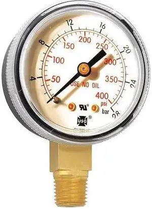MILLER ELECTRIC GA138-03 Pressure Gauge,0 to 400 psi, 0 to 28 Bar