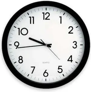 ZORO SELECT 6NN65 Round Analog Quartz Wall Clock, 15 in Dia, Black, 12 hr,