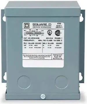 SQUARE D 750SV43F Buck Boost Transformer, 750 VA, NEMA 3R, 115°C, 12/24V AC,