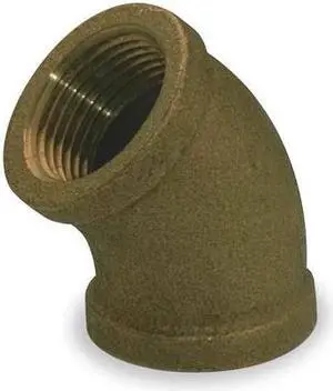 ZORO SELECT 1VEU9 3/4" FNPT Red Brass 45 Degree Elbow, Max. Pressure: 125 psi
