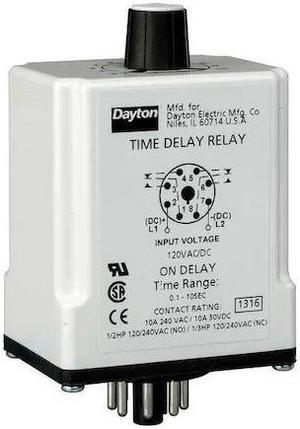 DAYTON 24EP20 Time Dlay Rlay,240VAC,10A,DPDT,0.05 sec.