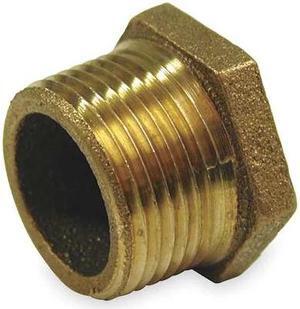 ZORO SELECT 1VFY7 Red Brass Hex Bushing, MNPT x FNPT, 1" x 3/8" Pipe Size