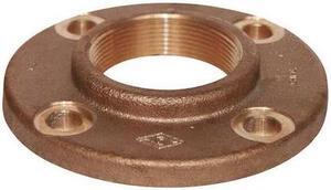 ZORO SELECT 4TJK2 Red Brass Flange, FNPT, 1-1/2" Pipe Size