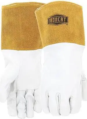 IRONCAT 6141/M Welding Gloves, Cowhide, Pearl/Gold, PR, Length: 11-3/4"