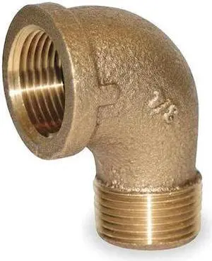 ZORO SELECT 1VEV7 Red Brass 90 Degrees Street Elbow, MNPT x FNPT, 1/4" Pipe Size