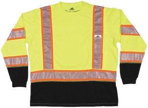 MCR SAFETY FFLTC3SLL Long Sleeve T-Shirt,Lime,L Sz