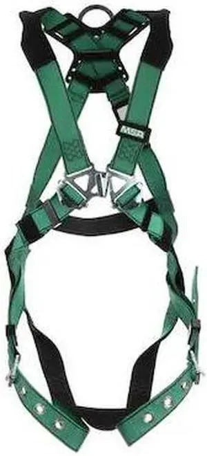 MSA 10197160 Full Body Harness, Vest Style, XL, Nylon, Green