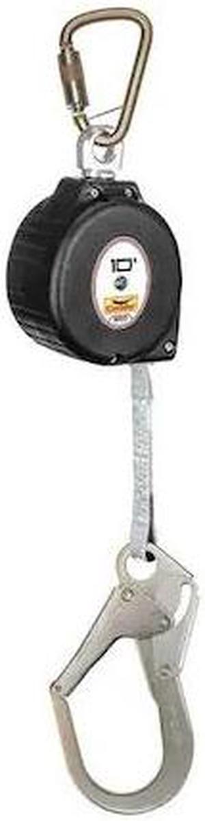 CONDOR 35KV08 Self Retracting Lifeline, 10 ft., 310 lb. Weight Capacity, Black
