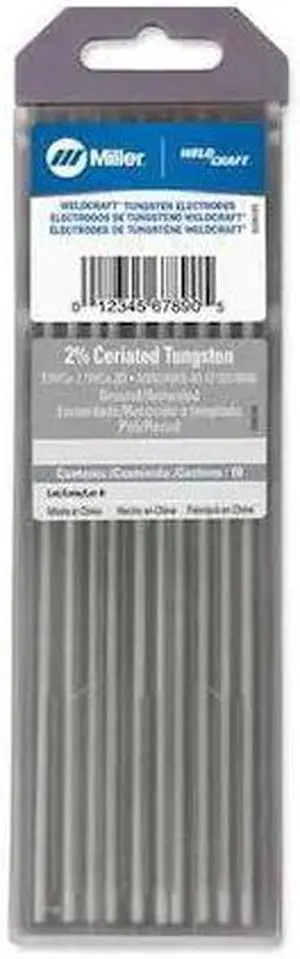 MILLER ELECTRIC WC018X7 7" Tungsten Electrode 1/8" Dia., Pk10