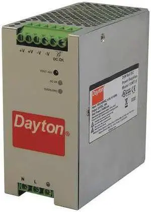 DAYTON 33NT13 DC Power Supply, 90/264V AC, 240 W, 10 A, DIN Rail