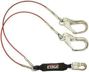 FALLTECH G8354LEY3A Shock Absorbing Lanyard, 6 ft., 310 lb. Weight Capacity, Red