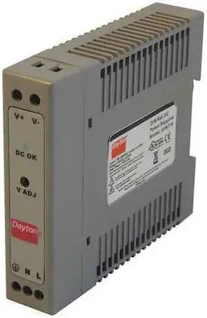 DAYTON 33NT18 DC Power Supply, 90/264V AC, 24V DC, 15 W, 0.63 A, DIN Rail