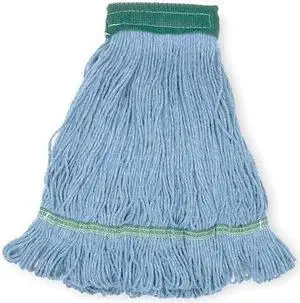TOUGH GUY 1TYV1 4-Ply Antimicrobial Cotton Yarn Wet Mop, Looped, Blue