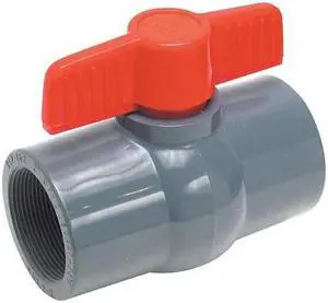 ZORO SELECT 32H957 1-1/4" FNPT PVC Ball Valve Inline