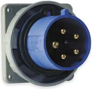 HUBBELL WIRING DEVICE-KELLEMS HBL560B9W IEC Pin and Sleeve Inlet,60A,120/208V