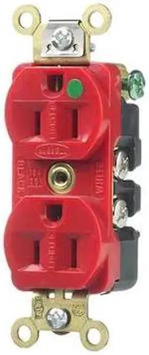 HUBBELL WIRING DEVICE-KELLEMS HBL8200ILR Straight Blade Receptacle, 5-15R, 15