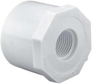ZORO SELECT 438209 PVC Reducing Bushing, Spigot x FNPT, 1 1/2 in x 1/2 in Pipe