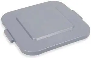 RUBBERMAID FG352700GRAY Brute Trash Can Top,Flat,Snap-On Closure,Gray