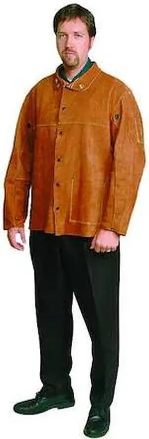 CONDOR 2AZ36 Welding Jacket, Cowhide, 30 in Length, Snaps Closure, 3 Pockets,