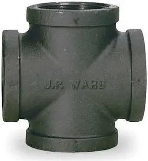 ZORO SELECT 521-009BC Cross Cross, 2-1/2" Pipe, FNPT, Malleable Iron, Class 150