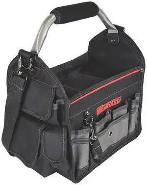 WESTWARD 32PJ33 Tool Tote, Black, Polyester, 18 Pockets