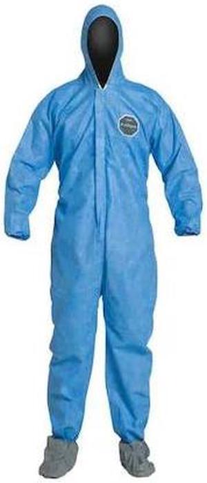 DUPONT PB122SBUMD002500 Disposable Coverall, Hooded, M, SMS, Zipper, Elastic