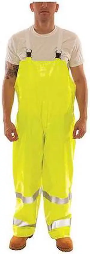 TINGLEY O53122 Hi-Visibility Rain Bib Overall, PVC, 28 in Inseam, 32 in to 34