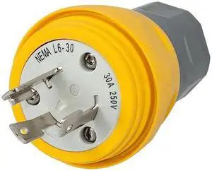 HUBBELL WIRING DEVICE-KELLEMS HBL28W48 Watertight Locking Plug, L6-30P, 30 A,