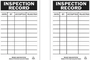 BRADY 86620 Inspection Rcd Tag,7 x 4 In,Bk/Wht,PK10