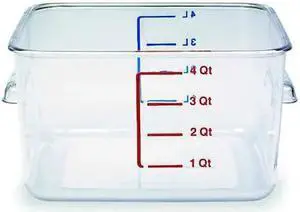 RUBBERMAID FG630400CLR Square Storage Container,4 qt,Clear