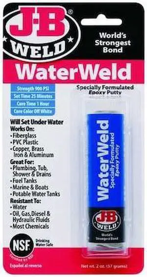 J-B WELD 8277 Epoxy Putty, WaterWeld, Marine Repair, 2 ox, Stick, White