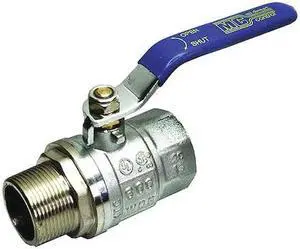 ZORO SELECT G-KTCM-150NP 1-1/2" FNPT x MNPT Chrome Brass Ball Valve Inline
