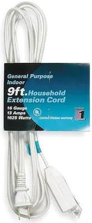 POWER FIRST 1FD69 SPT-2 Extension Cord, 16 AWG, Indoor, 16/2, 3 Outlets, 1-15R,