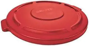 RUBBERMAID FG265400RED Brute Trash Can Top,Flat,Snap-On Closure,Red