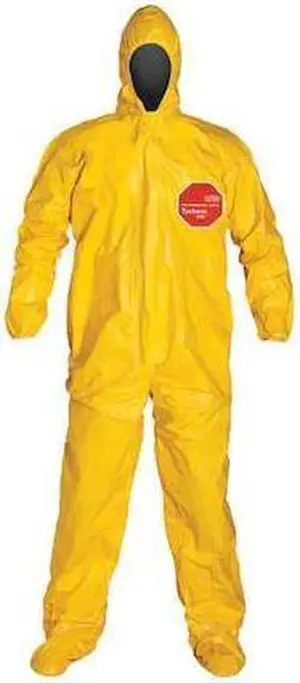 DUPONT QC122TYLXL000400 Chemcial Resistant Coverall, Hooded, XL, Tychem(R)