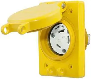 HUBBELL WIRING DEVICE-KELLEMS HBL69W49 Watertight Flanged Locking Receptacle,