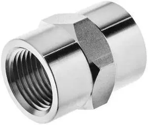 ZORO SELECT ZUSA-PF-7805 Hex Coupling,304 SS,1/2" Pipe Size,FNPT