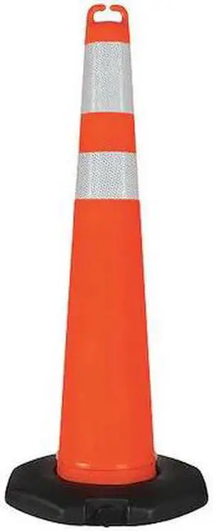 ZORO SELECT 45YJ69 Traffic Cone, Polyethylene, Engineer, 42 in Height, 4.23 lb,