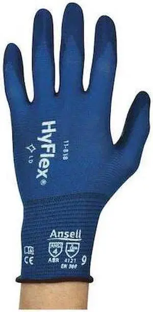 ANSELL 11-818 Coated Gloves, Foam Nitrile, Rough, Palm, 4 Abrasion Level, Blue,