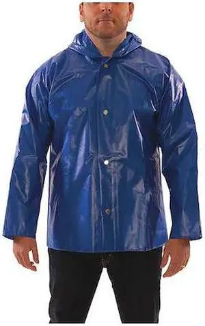 TINGLEY J22161 Men's Rain Jacket, Polyurethane, Snaps with Storm Flap, Blue, 2XL