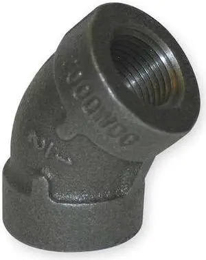 ZORO SELECT 5P472 45 Degree Elbow 45 Degree Elbow, 1-1/4" Pipe, FNPT, Malleable