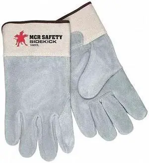 MCR SAFETY 16017L Leather Gloves, Cowhide, Safety Cuff, Wing Thumb, Full