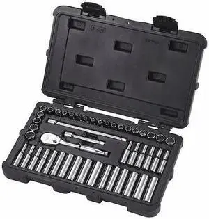 WESTWARD 53PN22 1/4" Drive Socket Set, SAE, Metric, 47pcs