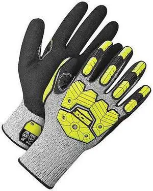 BDG 99-1-9790-11 Seamless Knit HPPE Cut Resistant HiViz Yellow Impact Prote,
