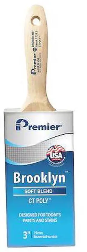 PREMIER 17313 3" Flat Sash Soft, Polyester Bristle, Paint Brush, Hardwood Handle
