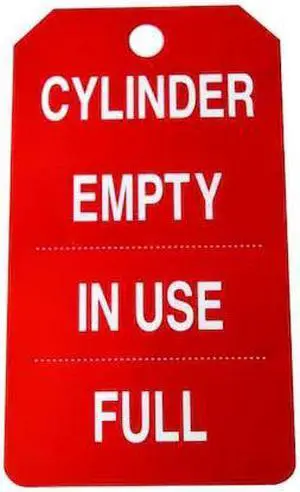 ZORO SELECT 43Z329 Cylinder Tag, Lockout Tagout, 5 3/4 in H x 3 1/4 in W, Red,