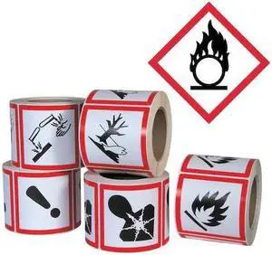 GHS SAFETY GHS1257 Pictogram Label,Flame Circle,PK500